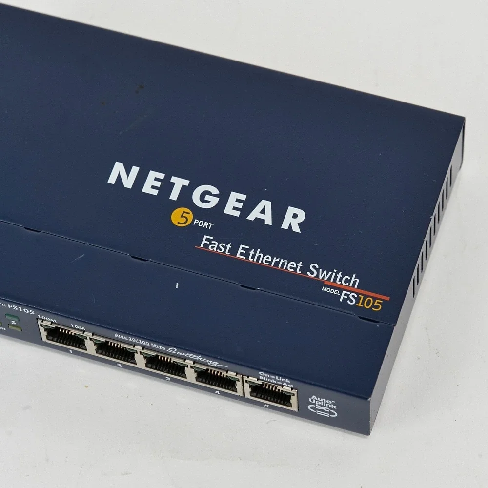 NETGEAR FS105 5 Port Fast Ethernet Network Switch with Power Adapter